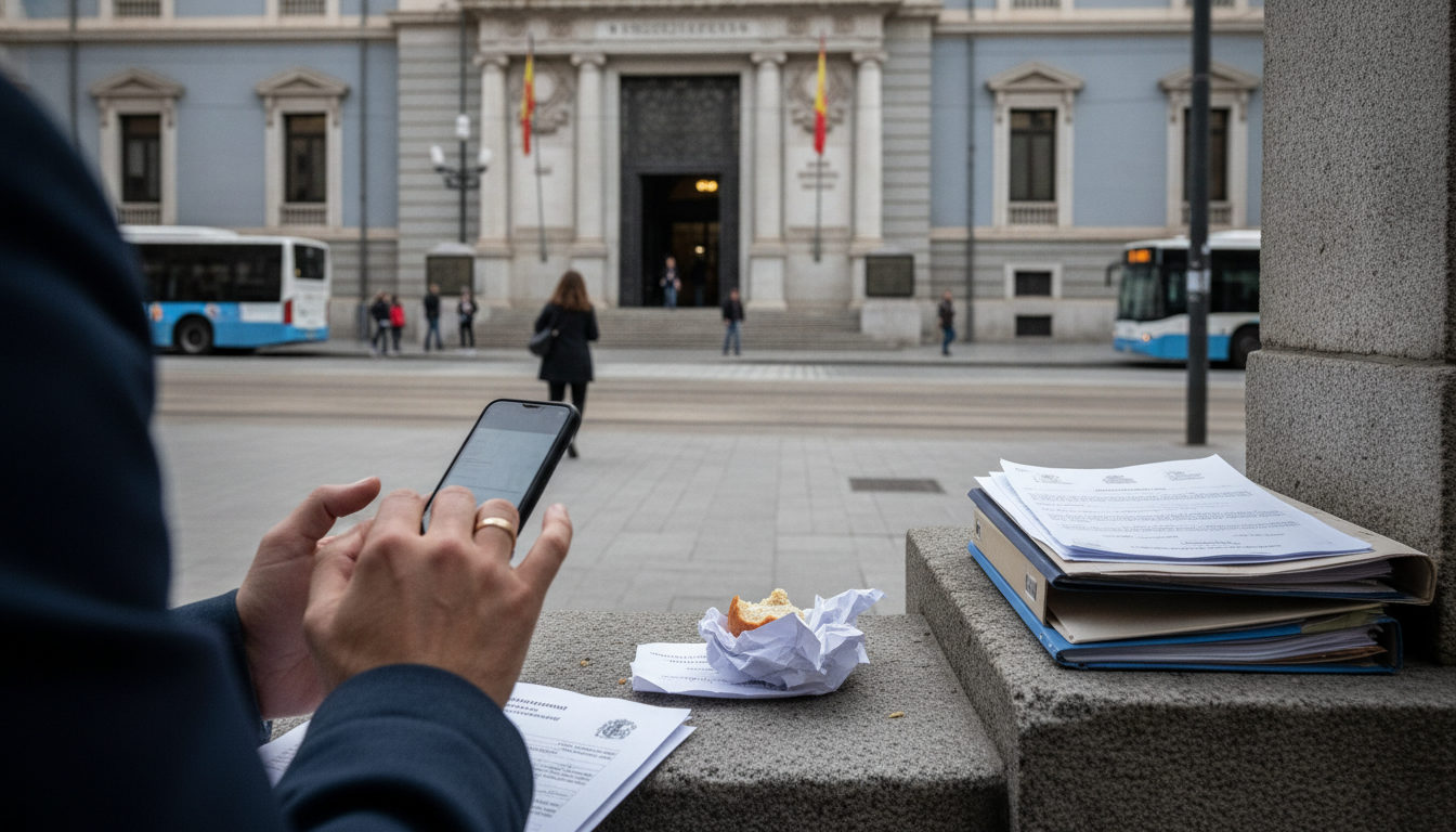 Varias personas transitan frente a un edificio de servicios municipales en València, reflejando el movimiento ciudadano en la gestión de trámites administrativos.